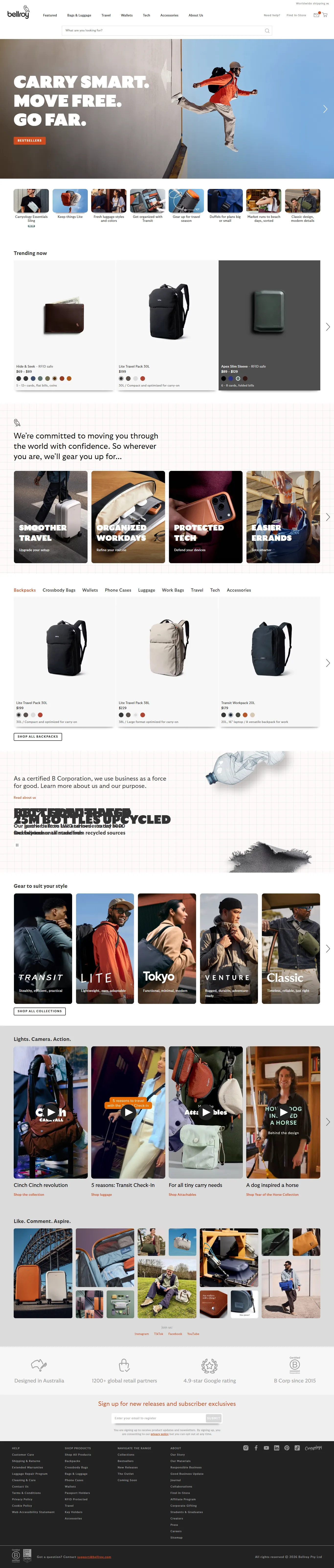 Bellroy — Shopify store built by Creatify