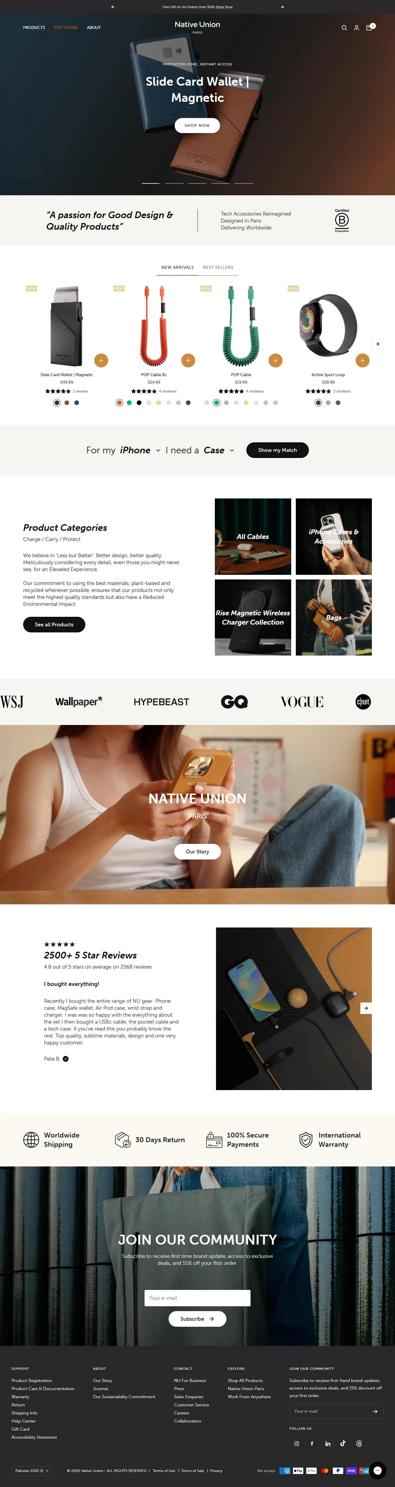 Native Union — Shopify store built by Creatify