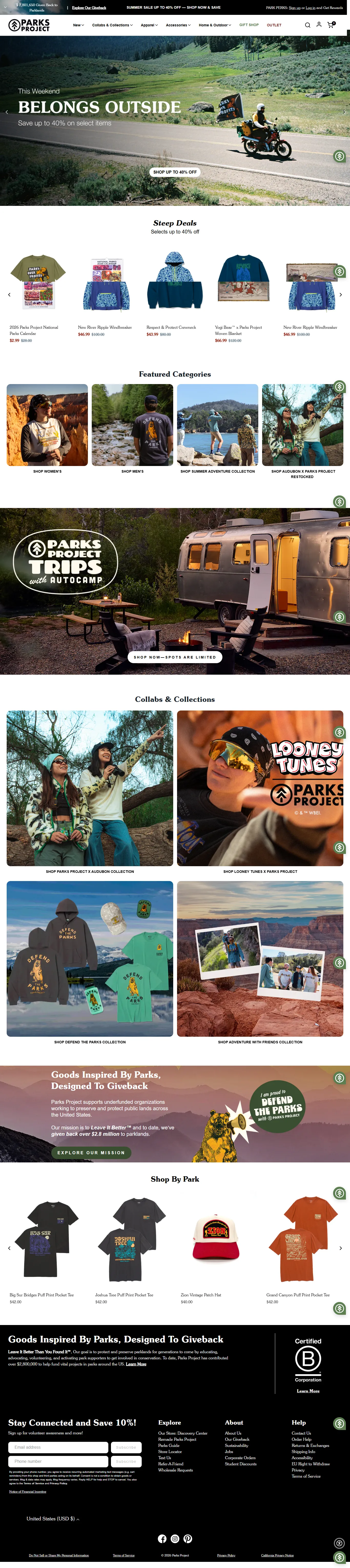 Parks Project — Shopify store built by Creatify