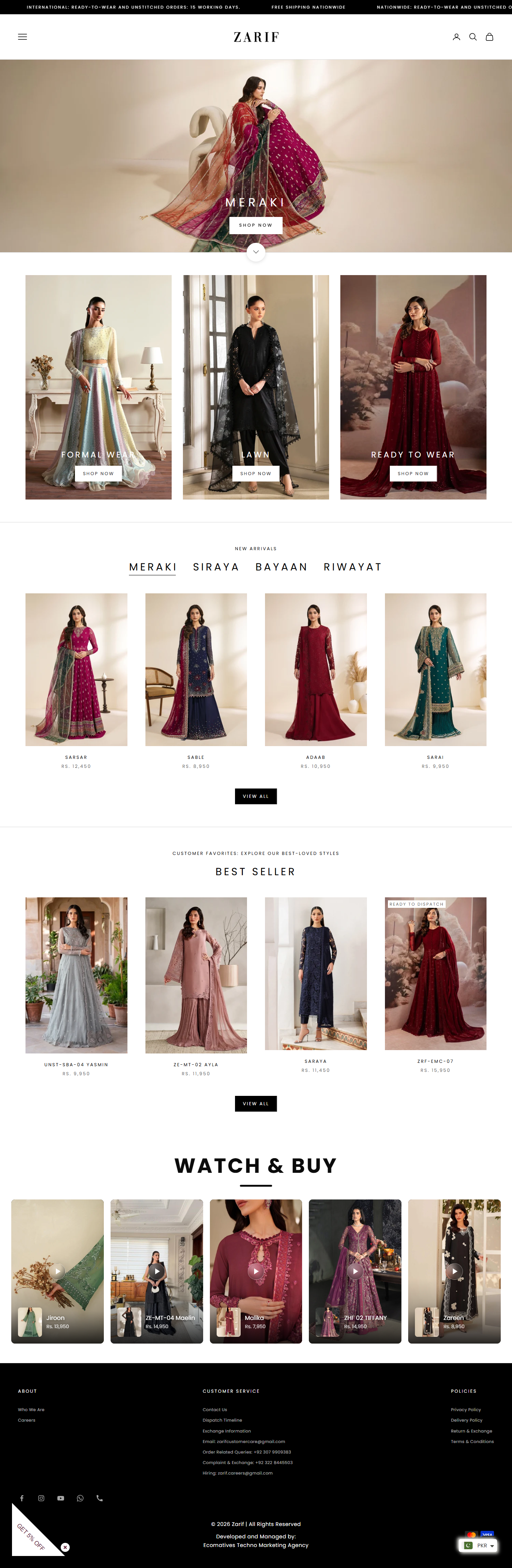 Zarif, a Shopify store built by Creatify